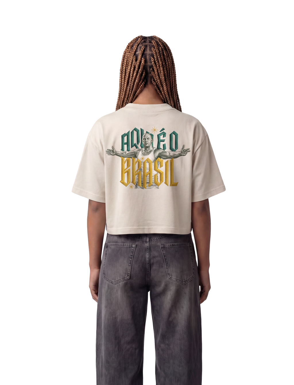 Cropped Aqui é o Brasil - Off White