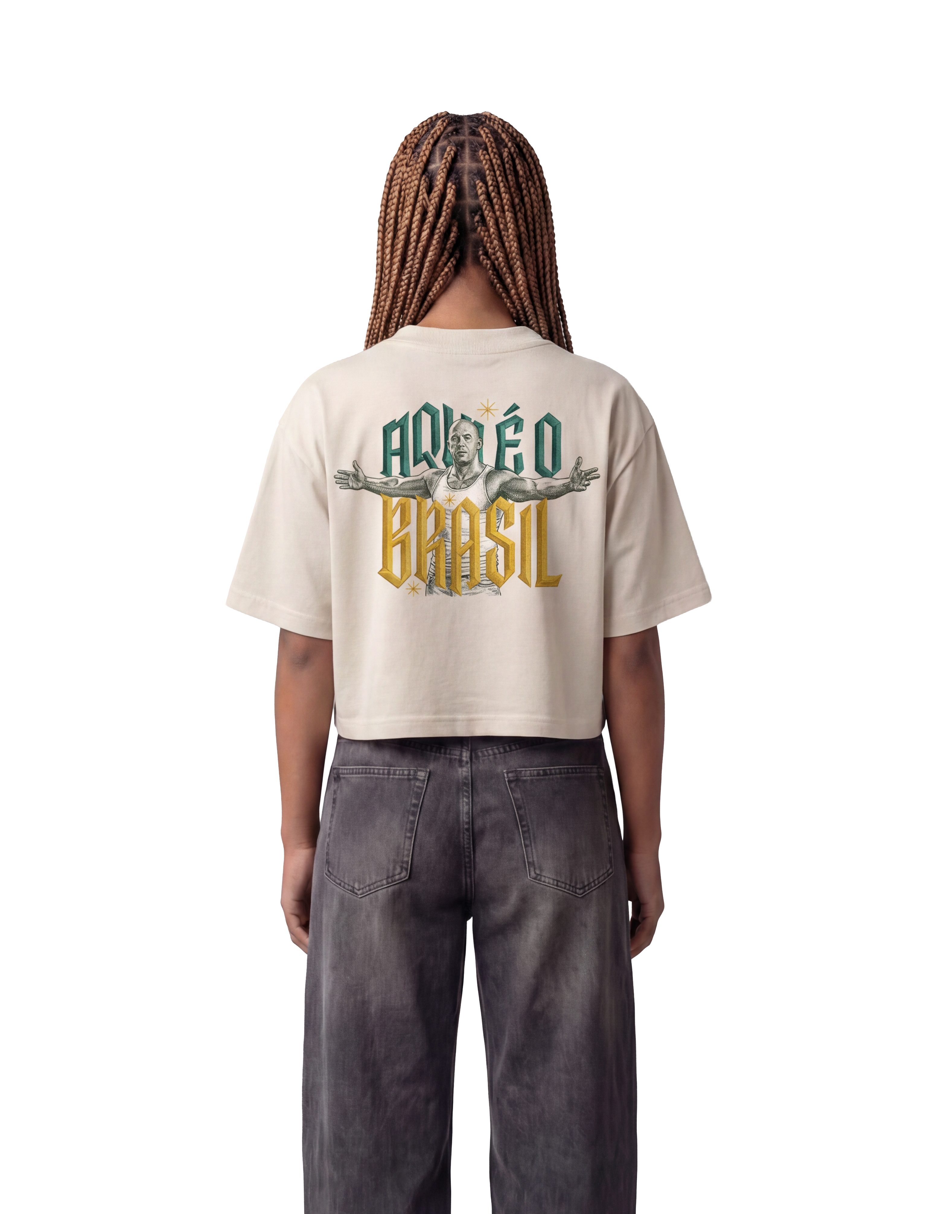 Cropped Aqui é o Brasil - Off White