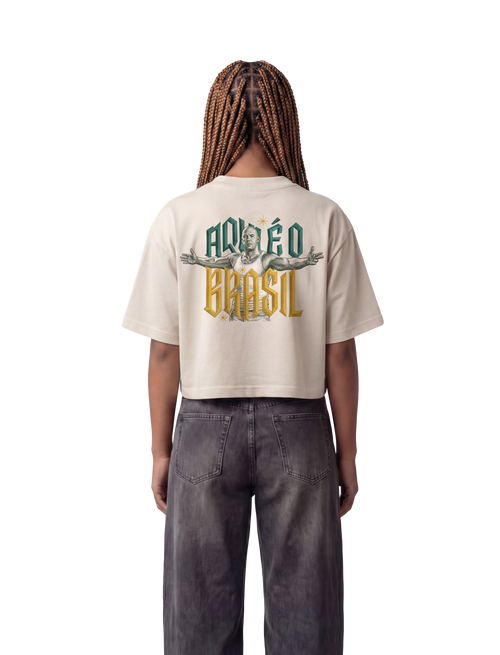 Cropped Aqui é o Brasil - Off White