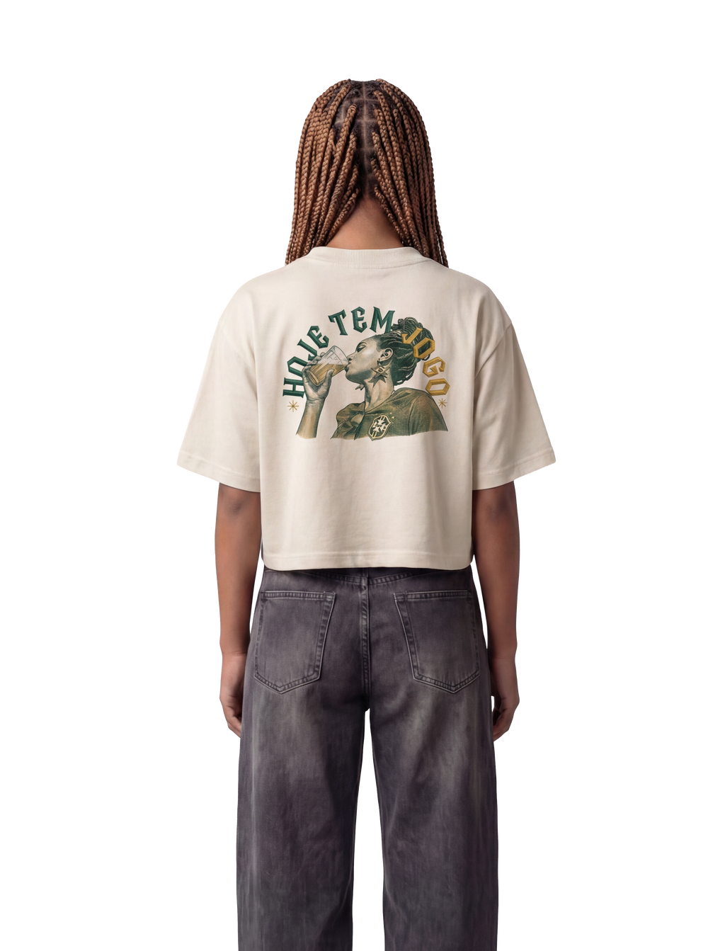 Cropped Hoje Tem Jogo - Off White