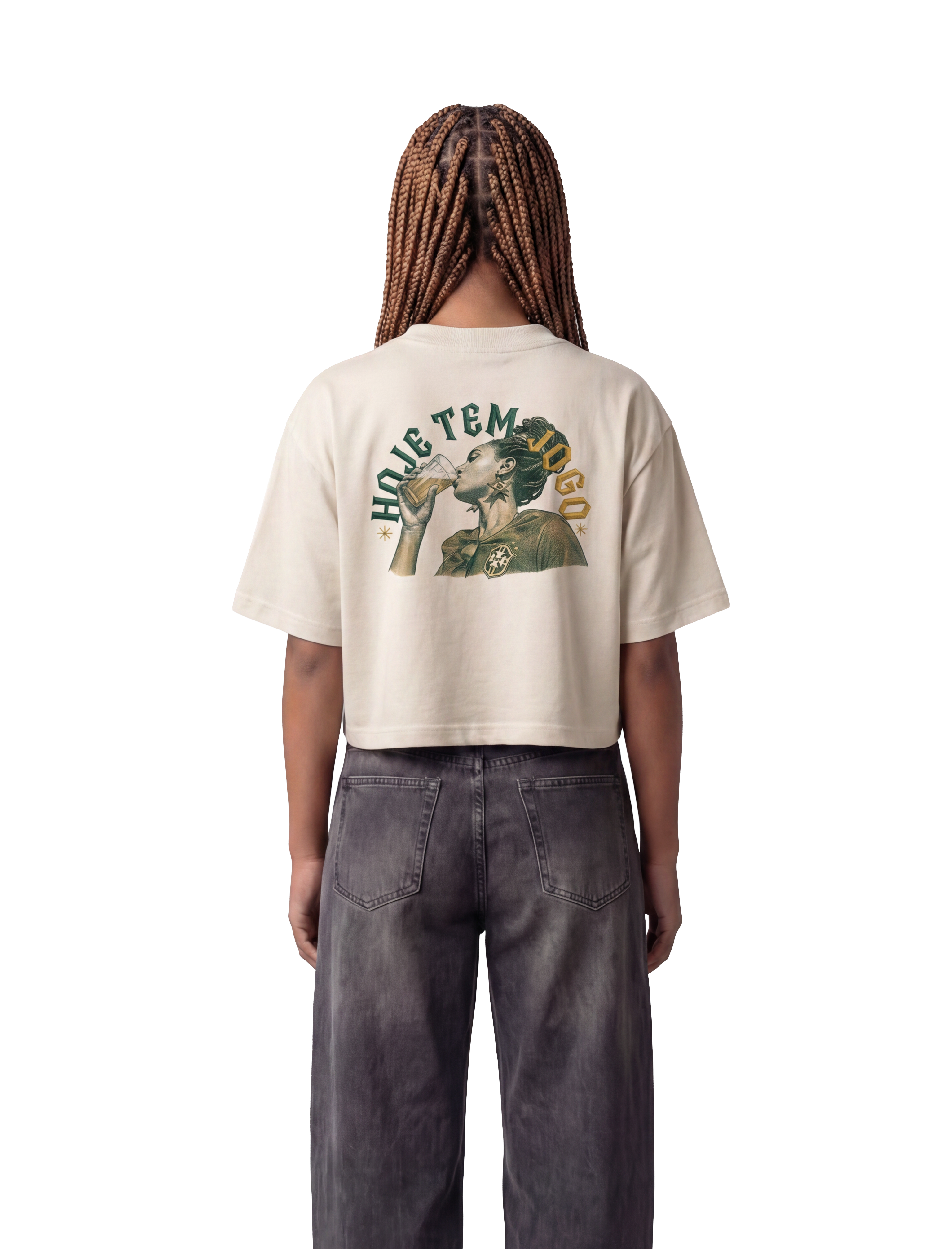 Cropped Hoje Tem Jogo - Off White