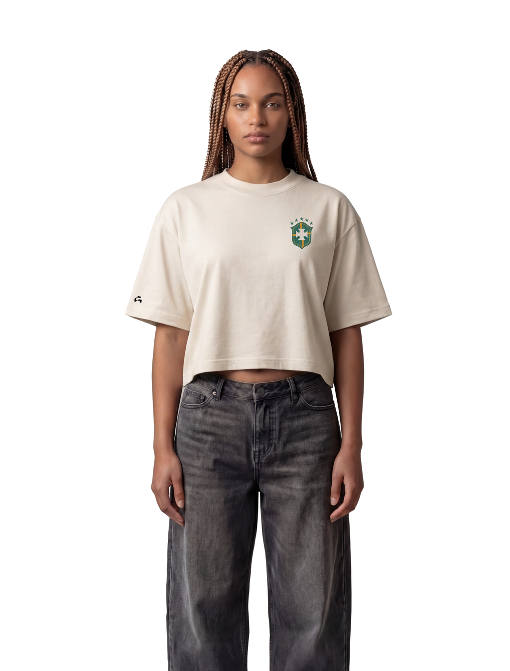 Cropped Aqui é o Brasil - Off White