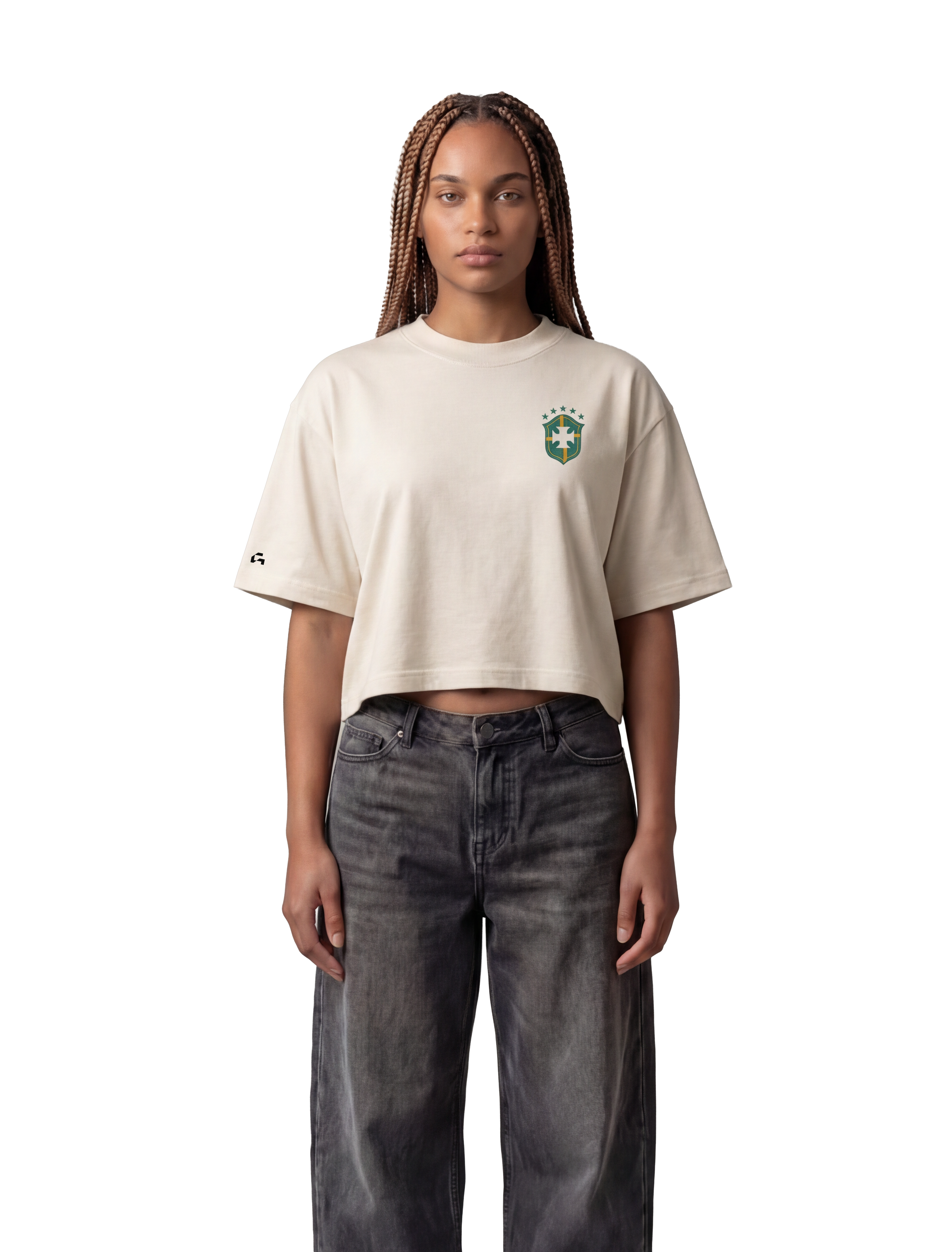 Cropped Aqui é o Brasil - Off White